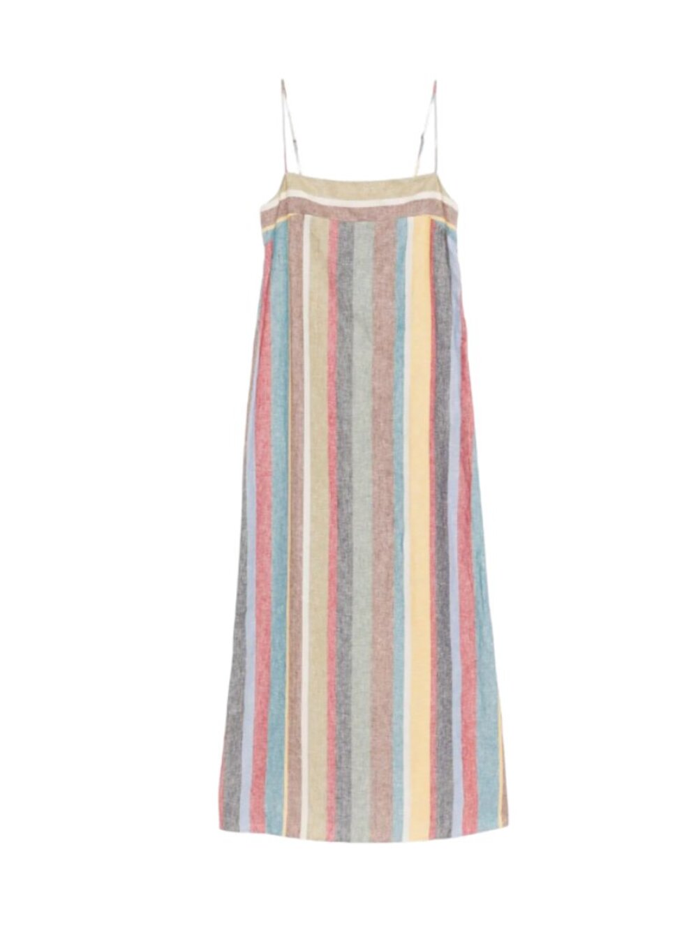 Staud Laura Linen Stripe Maxi Dress Womens Large Green Blue Sleeveless Rainbow - Picture 13 of 13